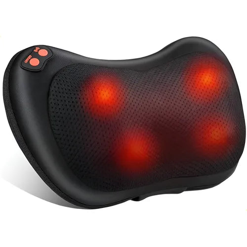 3-Speed Shiatsu Neck & Back Massage Pillow – Multi-Area Relief